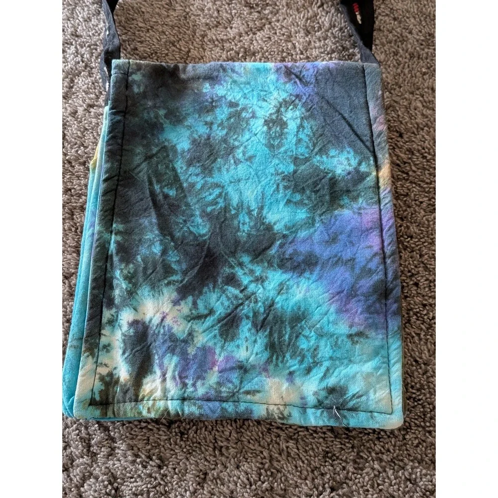 Rising International Tie Dye Owl Crossbody‎ Bag Cotton Nepal Boho Festival Blue